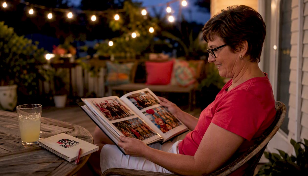 Guest reviewing high-quality celebration photos