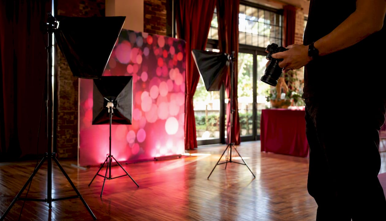 Professional photo booth studio lighting setup