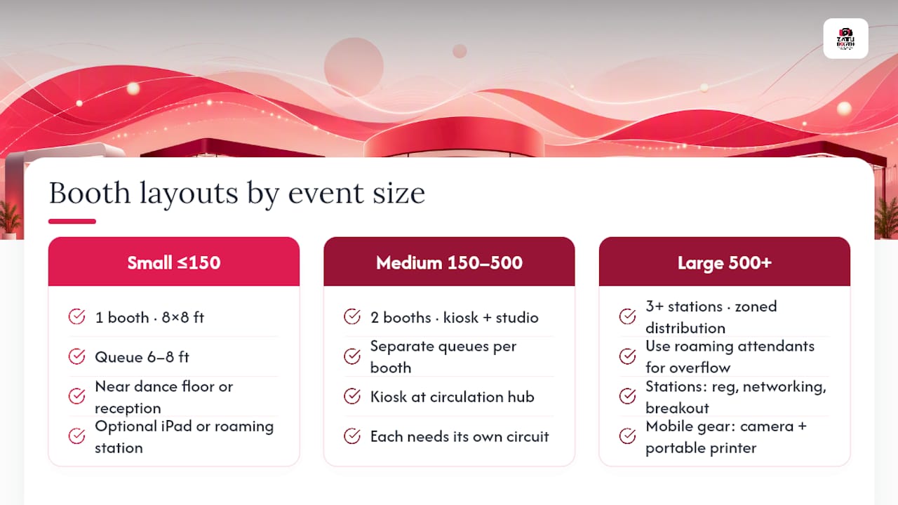 Layout templates for small, medium, and large events — overview diagram